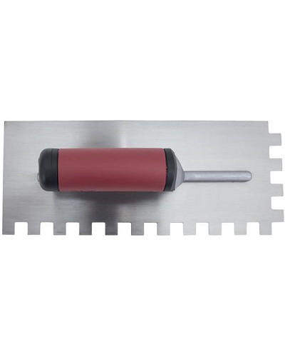 Зубчатый шпатель, изогнутый Notched Trowels Soft Grip из стали, форма квадрат (13*13*13мм) 15670