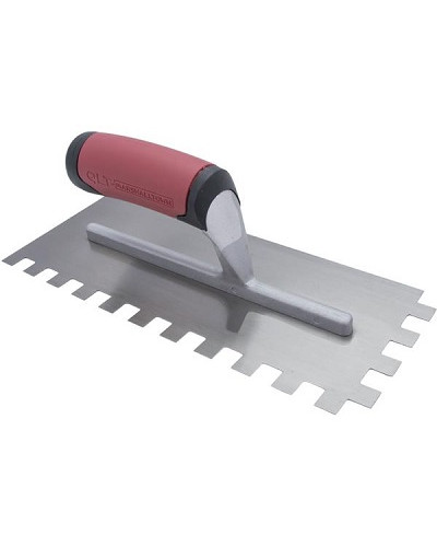 Зубчатый шпатель, изогнутый Notched Trowels Soft Grip из стали, форма квадрат (13*13*13мм) 15670